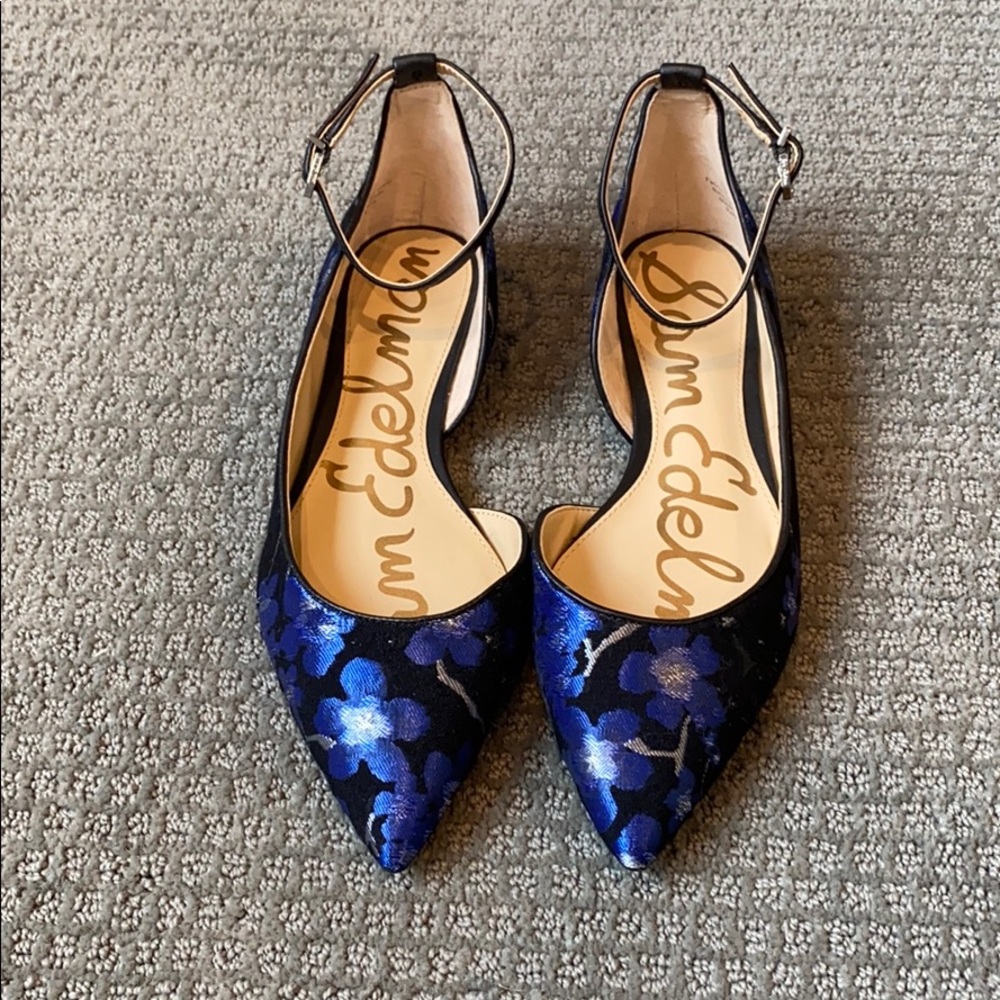 Sam Edelman Radley Black Blue Floral Pointed Flats